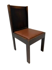 Art Deco Modernist Side Chair with Leather Seat, 1930s
